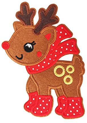 15,2 cm großer Weihnachts-Rentier-Aufnäher zum Aufbügeln oder Aufnähen aus Filz