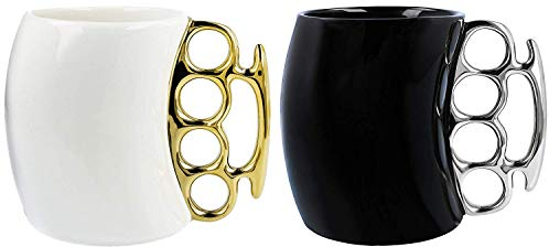 Knuckle Duster Mug, Ceramic Teapot Cup, Funny Friends Coffee Mug (White and Black)