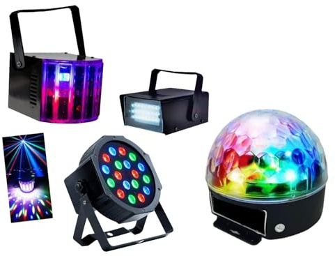 Party - PACK DE 4 JEUX DE LUMIERE Dj DERBY - STROBOSCOPE - PROJECTEUR - ASTRO - BAR CLUB DISCO SOIREE PA SONO ANNIVERSAIRE CADEAUX