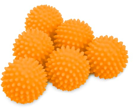 S&T INC. Wiederverwendbare Kunststoff-Trocknerbälle, 6 Stück, 6,3 cm Durchmesser, Orange