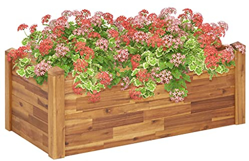 vidaXL Akazienholz Massiv Hochbeet Pflanzkübel Blumenkasten Pflanzkasten Frühbeet Gemüsebeet Pflanzbeet Blumentopf Blumenkübel 110x60x44cm