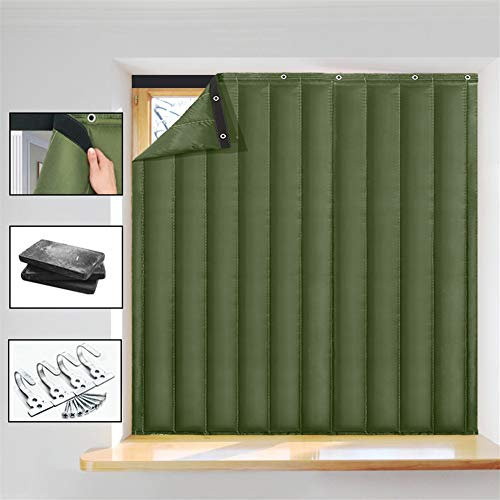 Liveinu Cortina Térmica Con Aislante Térmico Para Ventana No Perforar Insonorizante Impermeable Reducir el Ruido Ambiental Aislamiento CortinaPara Puertas con Térmica y Aislante 100x140cm Verde