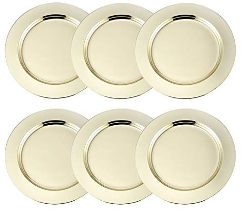 Insun Juego de 6 Bajo Platos Redondas Bandejas de presentación para Pasteles o Buffet frío Oro 35cm Diámetro
