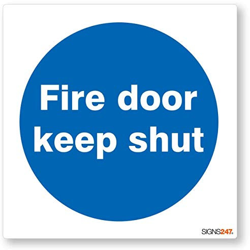 2 Pack Fire Door Safety Signs - Fire Door Keep Shut Stickers Self Adhesive Vinyl Stickers - 80mm x 80mm