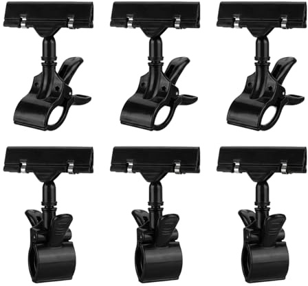 6PCS Plastic Rotatable Commodity Sign Price Tag Label Display Clip Advertising Clip Black