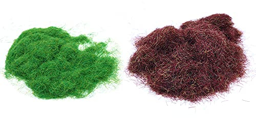 Tiardey 2 Tipi 80 g Modello di Alberi Modello Erba statica,Erba Finta in Polvere per Piante Artificiali Modello Treno Scenario,arbusti in Miniatura cespugli - Verde e Marrone