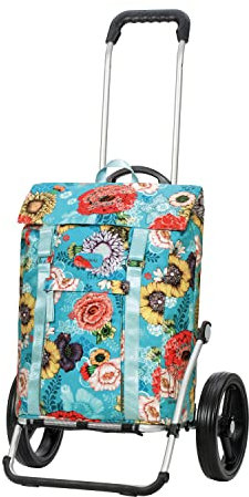 ANDERSEN Einkaufstrolley - Royal Shopper Basil Bloom blau 50 L Freizeit, Handwagen, recycelt, wasserdicht, Aluminium, klappbar, leise Räder