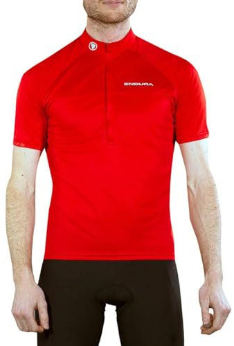 Endura Xtract Shortsleeve Cycling Jersey II | Quick-Dry | Reflective Logos | Silicone Grip Jersey, Red, S
