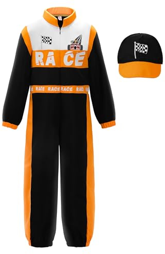 ReliBeauty Déguisement Pilote de Course Enfant Garçon et Fille Carnaval 10-11ans, 140