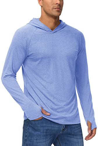 MAGCOMSEN Men's Long Sleeve Rash Guard Hoodie Shirts Quick Dry Lightweight Swim Shirts UPF 50+ Running Gym Tops