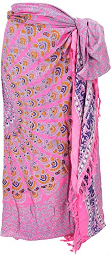 GURU SHOP Bali Sarong, Wandtuch, Wickelrock, Mandala Pareo - Pink/grau, Herren/Damen, Synthetisch