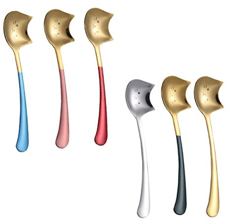 Veemoon Cuillère À Motif De Chat Avec Manche En Acier Inoxydable Multifonction Pour Dessert Miel Café Agitateur 6