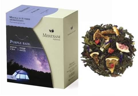 Meridiani® | Tè Verde e Bianco con Arancia e Fico | Miscela per Infusione | Mix di Tè Aromatizzati in Foglia Sfusa - (70 Gr)