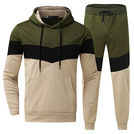 Trainingsanzug Herren XL 2-Teilig Jogginganzug Set Hausanzug Einfarbig Winter Kuschelig Tracksuit Baggy Streetwear Sport Anzug Für Männer @4