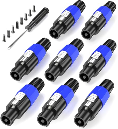 Jumwa 8Pack Speakon Spina con blocco a rotazione Spina adattatore per cavo audio per altoparlanti con cacciavite Compatibile con Speakon NL4FC, NL4FX, NLT4X, NL2FC