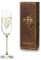 NUPTIO Champagne Flutes 50th Glasses: Birthday Prosecco Gold Crystal Engraved Flute Glass with Wooden Box Personalised Gift Idea Present for Mum Friend 7.04oz