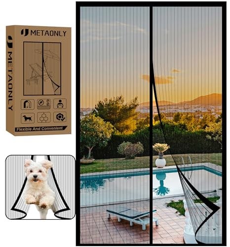 METAONLY Magnetic Screen Door Fits Door Size 38 x 83, Screen Door Mesh,Door Screen Magnetic Closure for Patio Door Enjoy Air Fresh-Black, Actual Screen Size 40 x 84
