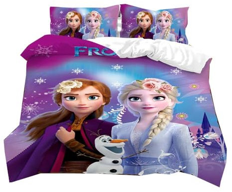 CHENGHUO Snow White Bettwäsche Bettbezug 135x200+Kissenbezug 80x80·Kinderbettwäsche Für Mädchen Prinzessin Prinzessinen · 2 TeiligReißverschluss (D,135x200cm+75x50cmx1)