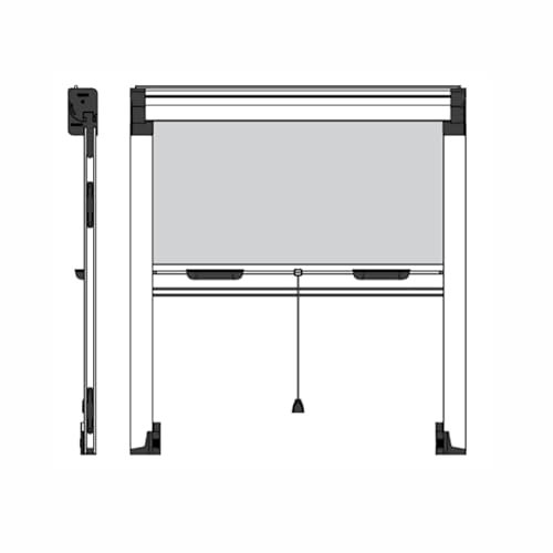Zanzariera verticale a rullo fai da te, kit zanzariera sali e scendi riducibile su misura con chiusura rallentata. (Bianco, FINO A L:140 X H:160)