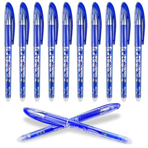 Dunkwckore 12 Stück Radierbarer Kugelschreiber, 0.5mm Blau Radierstift Radierbare Stifte, Gelstifte Radierbar, Erasable Pen, Löschbarer Gelschreiber für Schulsachen Bürobedarf Studenten
