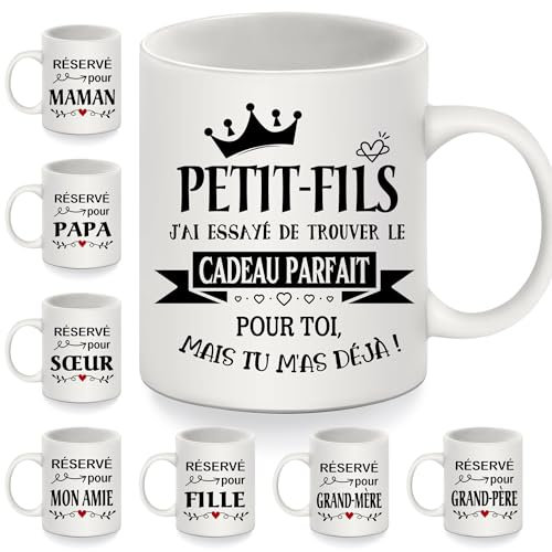 Tasse à café pour Petit-fils de la part de Grand-mère Grand-père Petit-fils J'ai essayé de trouver le cadeau parfait pour toi mais tu m'as déjà Cadeau d'anniversaire Cadeau de Noël Mug (petit-fils)