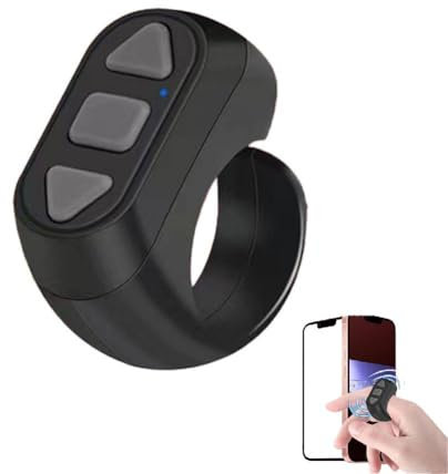 for TIK-Tok Remote Control Ring,Page Turner for Kindle App,Bluetooth Page Turner for iPad iPhone,Finger Clicker for Phone Scrolling,Portable Scrolling Remote Control Ring,for Videos,Photos,Novels