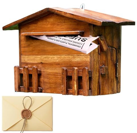 Briefkasten Briefkästen An Der Wand Montierter Briefkasten, Retro-briefkasten Aus Holz, Briefkasten, Regensicherer Vorschlagskasten, Briefkasten Aus Massivem Holzhaus, Kreativer Briefkasten Für