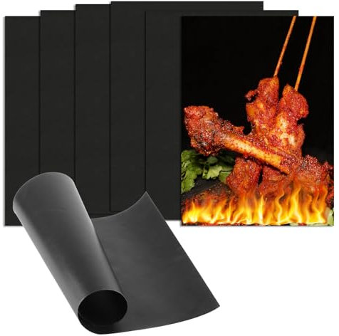 6 BBQ Grillmatte für Gasgrill, 40 x 30cm Grillmatten für Holzkohle Grill Matten Teflon Grillplatte Grillmatten für Gasgrill Zubehör, Antihaft Wiederverwendbar Backmatten für Holzkohle Backofen Matte