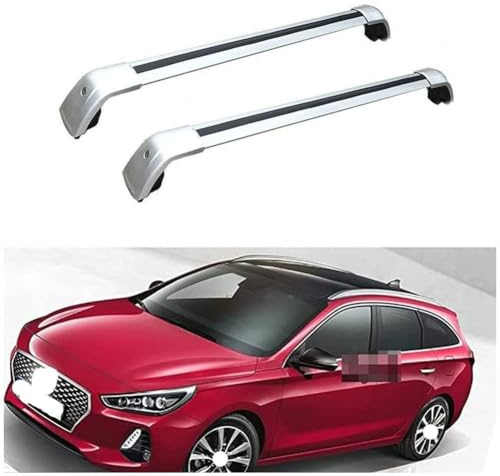HIOMAQ Auto Dachträger für Hyundai I30 Estate i30 SW 2018 2019, Aluminium Dachgepäckträger Querträger Einfache Installation Verstellbare Zubehör,B