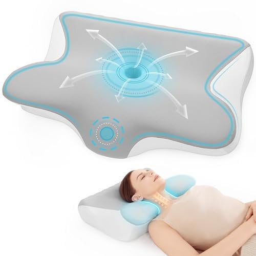 Restnature Cuscino Cervicale - Cuscino Ortopedico Ergonomico Scientifico per Dolori al Collo e Spalle, Cuscino Cervicale per Dormire, Memory Foam con Fodera Rimovibile, Colori Bianco e Grigio