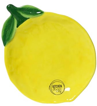 Teller 17cm Keramik in Zitronen Form - Servierteller Dessertteller Kuchenteller Frühstücksteller Obstteller - Dekoteller Frühling & Sommer - Früchte Geschirr Gelb Grün