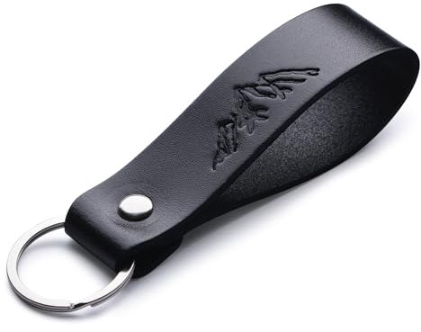 MAGOR Porte-clés en cuir – Cadeau durable avec message en relief pour votre bien-aimé, parfait pour homme et femme, fait à la main en cuir pleine fleur, Montagnes, taille unique