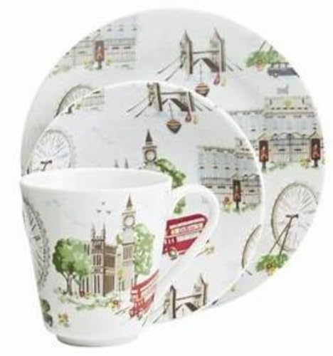 Cath Kidston Cream London Attractions Landmarks Trio Mug, Saucer, Side Plate
