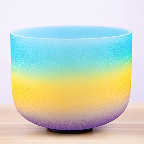 Frosted Rainbow 432Hz G Throat Chakra Quartz Crystal Singing Bowl 8 inch | Tuned 432Hz, frosted , quartz crystal, meditation yoga sound bath, throat chakra balancing, sound therapy instrument