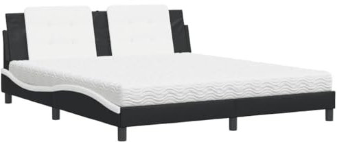 imasay Letto con Materasso Nero e Bianco 180x200 cm in Similpelle