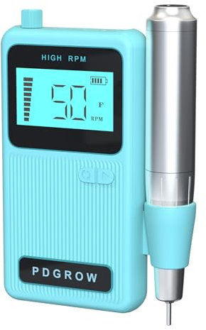 PDGROW Electric Nail Drill, 50000RPM Professional Cordless Electric Nail Files, Portable E File Kit with Bits Kit Rechargeable & Quiet for Acrylic/Gel Nails Manicure Salon Home(Green)