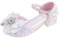 Generisch Sandali da bambina con cinturino alla caviglia, sandali con glitter da principessa per bambini, comodi sandali estivi con tacco a blocco, argento, 29 EU Stretta