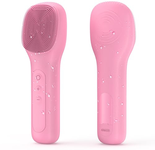 Brosse de nettoyage du visage rechargeable étanche pour nettoyer exfolier le visage masser exfoliant électrique pour femmes et hommes (Rose)