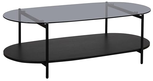 Mesa baja moderna ovalada L 120 cm de cristal madera negro