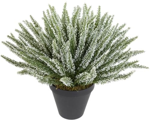 Seidenblumen Roß Großes Erika-Heidekraut im Topf DP, 36x42 cm, Weiß | Wetterfeste Outdoor Dekopflanze, UV-beständiger Erikabusch Kunststrauch für Garten Terrasse Grab, täuschend echte Pflanze