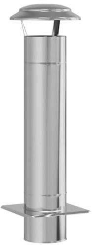 vidaXL Schornsteinerweiterung für draußen, aus Edelstahl, silberpoliert, 25 x 82 cm, leicht zu bewegen, inklusive Abdeckung für Wetterschutz, modernes Design, hitze- und wasserbeständig, Kaminzubehör
