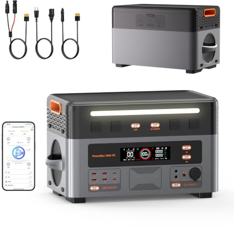 IEE 3200W (6400W) Centrale Elettrica Portatile P3200, 2048Wh Generatore Solare con Batteria LFP4, Controllo APP, Ricarica 0-80% in 45 min, 16 Porte, Portable Power Station per casa, Campeggio e Camper