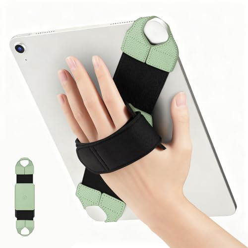 FINTIE Universal Tablet Wrist Strap for 9-11 Inch Tablets & eReaders, [360° Rotatable] PU Leather, Safe, Portable, Adjustable Handle for iPad/Samsung/Xiaomi Tablets, Sage Green