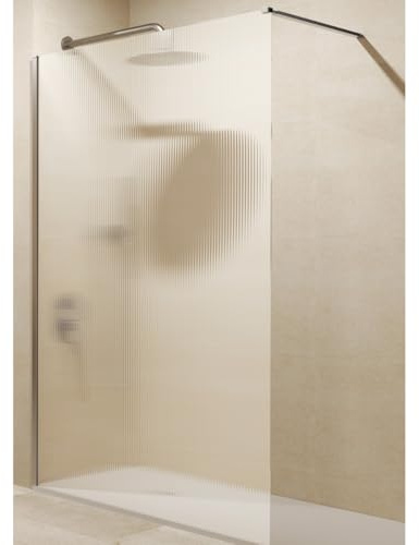 Pannello doccia fisso Walk In | Vetro temperato 8 mm Anticalcare Onde | Altezza 200 cm | Nichel spazzolato 110 cm