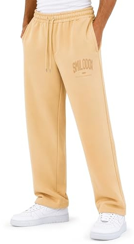 SMILODOX Jogginghose Herren Oswin, Oversized Fit Trainingshose mit elastischem Bund & verstellbarem Kordelzug, Logo-Print, praktische Seitentaschen, Lange Sporthose für Freizeit und Sport