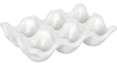 Adorainbow Porte-œufs et Rangement Facile en Céramique Blanc Multifonctionnel Design Gain de Place, Support à Œufs Pratique pour Réfrigérateur Cuisine