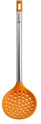 BRA Efficient Espumadera de Cocina, Acero Inoxidable 18/10 y Silicona, Naranja, 36.5 cm