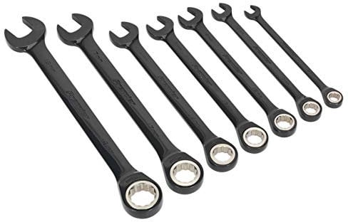 Sealey Ak7978 Combination Ratchet Spanner Set 7Pc Black Series Metric