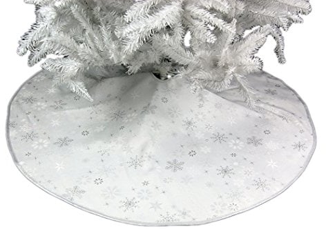 Hossner Baumdecke Weihnachten Sterne Silber Christbaumdecke Wende - Weihnachtsbaumdecke Baumschürze Schutzdecke (130 cm)