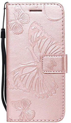 DENDICO Cover per iPhone 6 / iPhone 6s (4.7), Pelle Portafoglio Custodia per iPhone 6 / iPhone 6s Custodia a Libro con Funzione di appoggio e Porta Carte di Credito - Oro Rosa